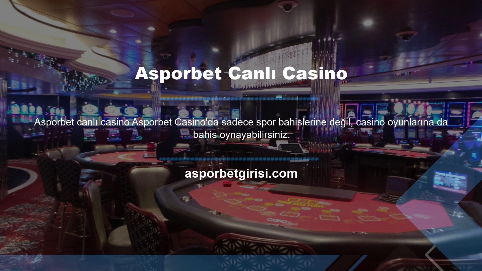 Sitede yer alan Canlı Casino ve Casino sekmeleri birbirinden bağımsız oyunların yer aldığı bölümlerdir
