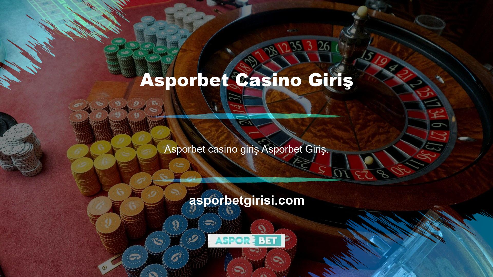 Yeni kurulan Asporbet casino kategorisinde oyuncuları kaybetme olasılığının kısa veya uzun vadede oyuncuları kaybetme olasılığının düşük olduğu belirlenmiştir